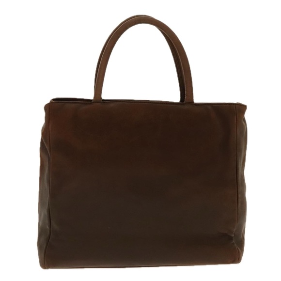 PRADA Hand Bag Leather Brown Silver Auth 95631 - Picture 2 of 16